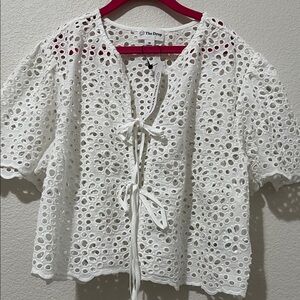 Women's White Eyelet Top